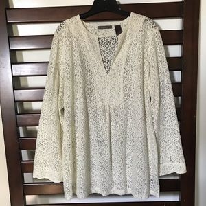 Long Sleeve White Lace Blouse by LIZ CLAIBORNE